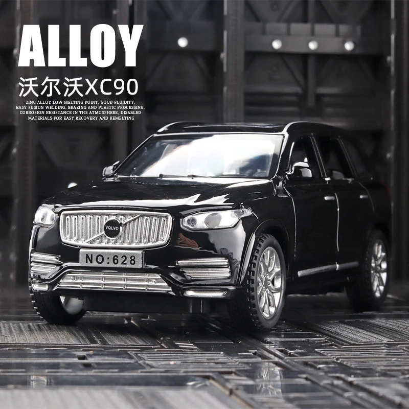 沃尔沃XC90合金汽车模型声光回力6开门仿真合金车玩具摆件小汽车