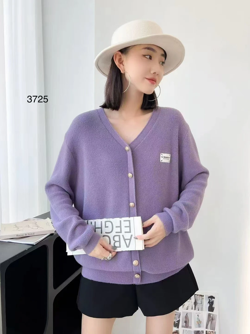 秋冬新款大码3725-4慵懒风高级感韩版宽松百搭毛衣