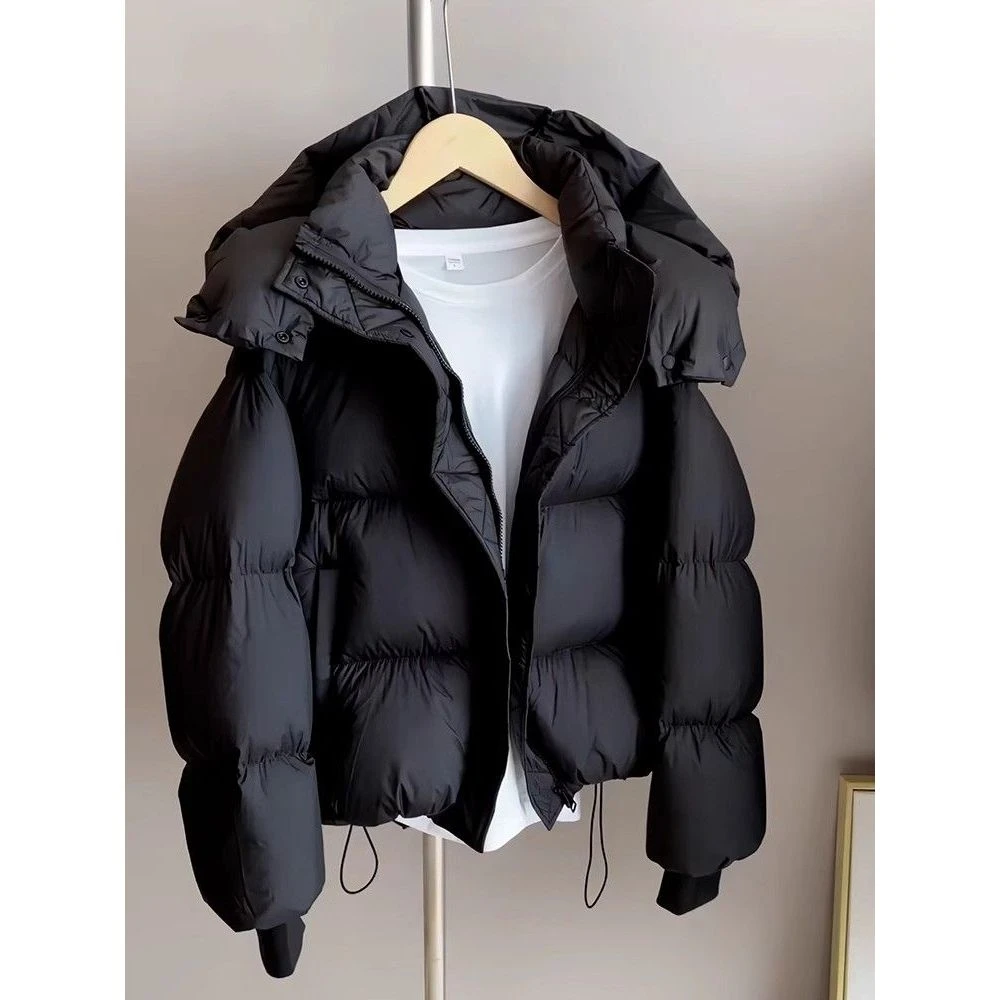 棉服女短款2024新款韩版连帽加厚棉衣面包服外套宽松冬季棉袄