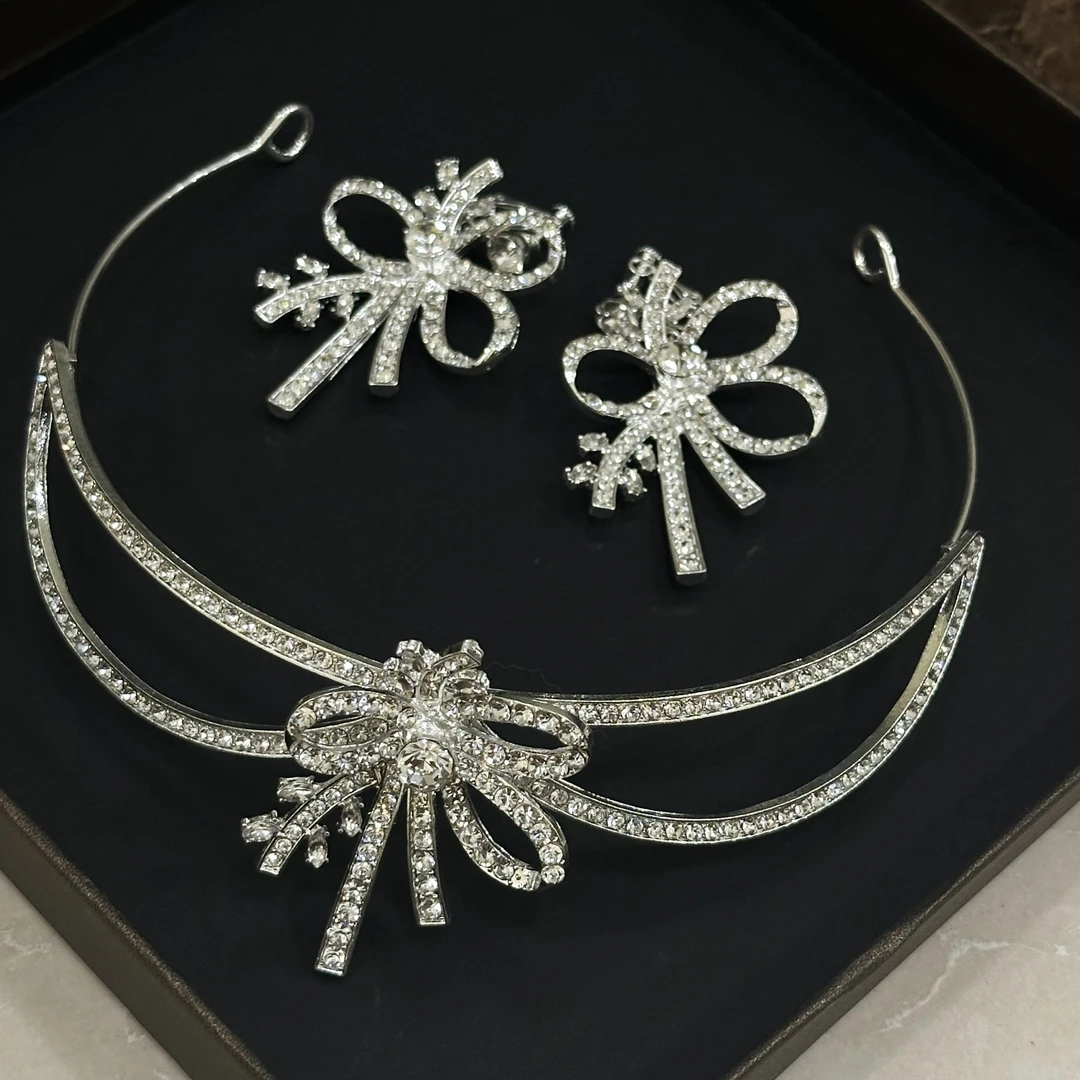 合金婚庆饰品 精致新娘皇冠套装含耳饰百搭AA127