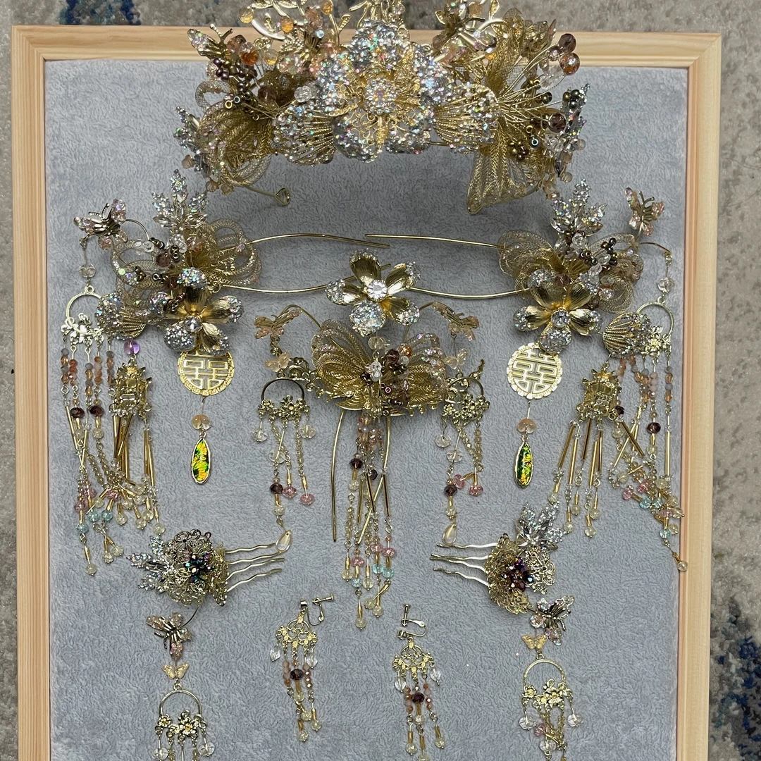 金色重工新娘发冠套装X1339