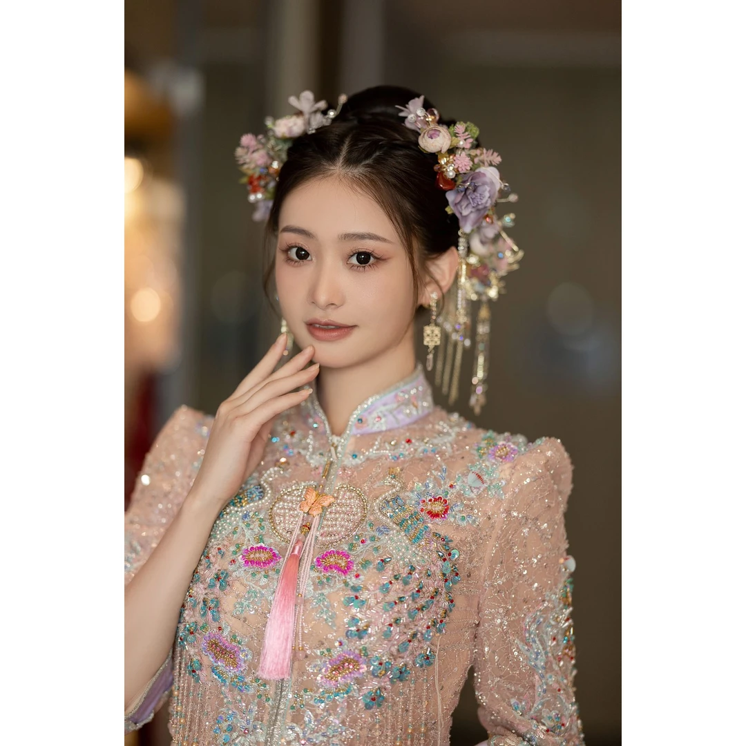 非金属婚庆饰品 新中式仿真花百搭新娘饰品X1057