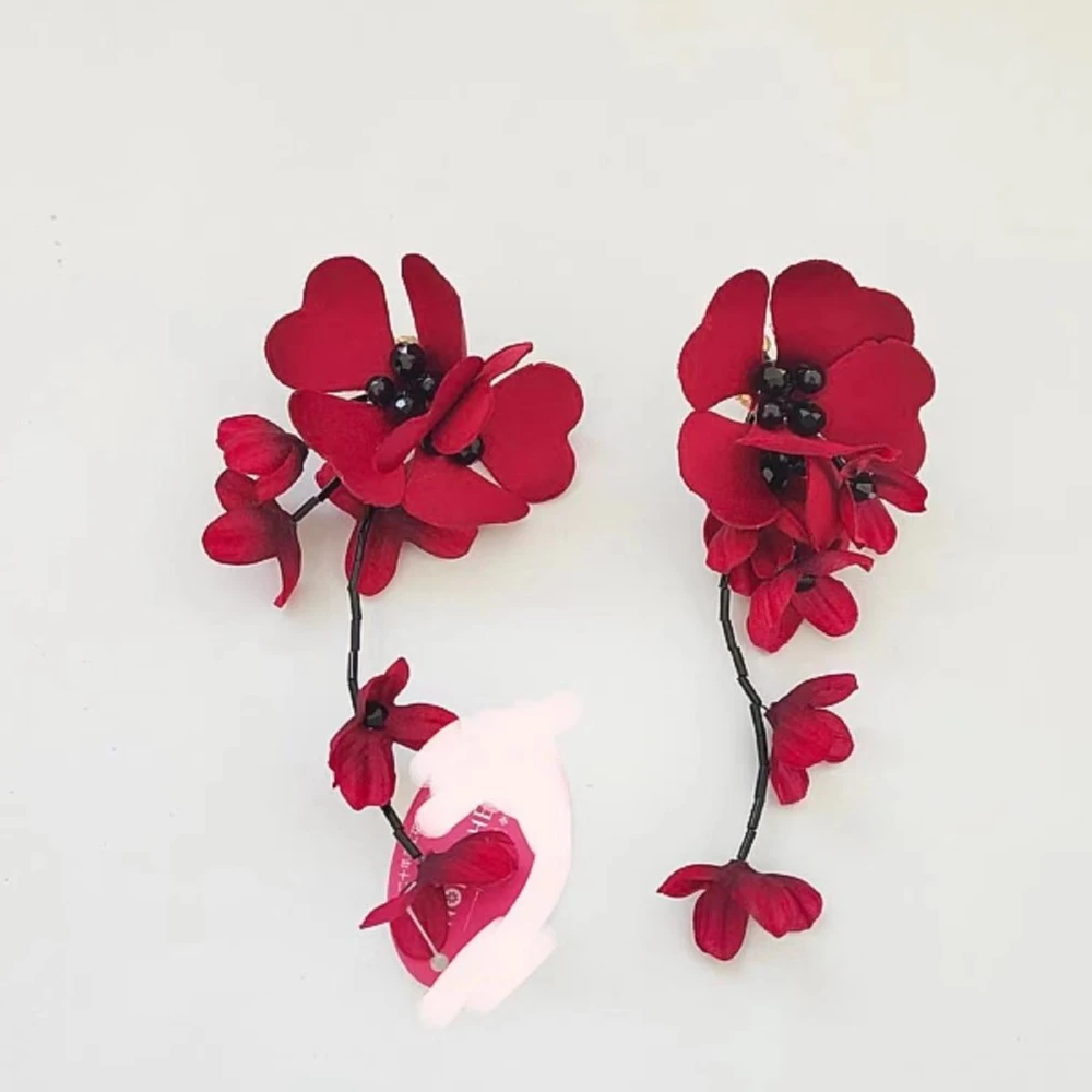 非金属婚庆饰品 红色手工精美耳饰B43