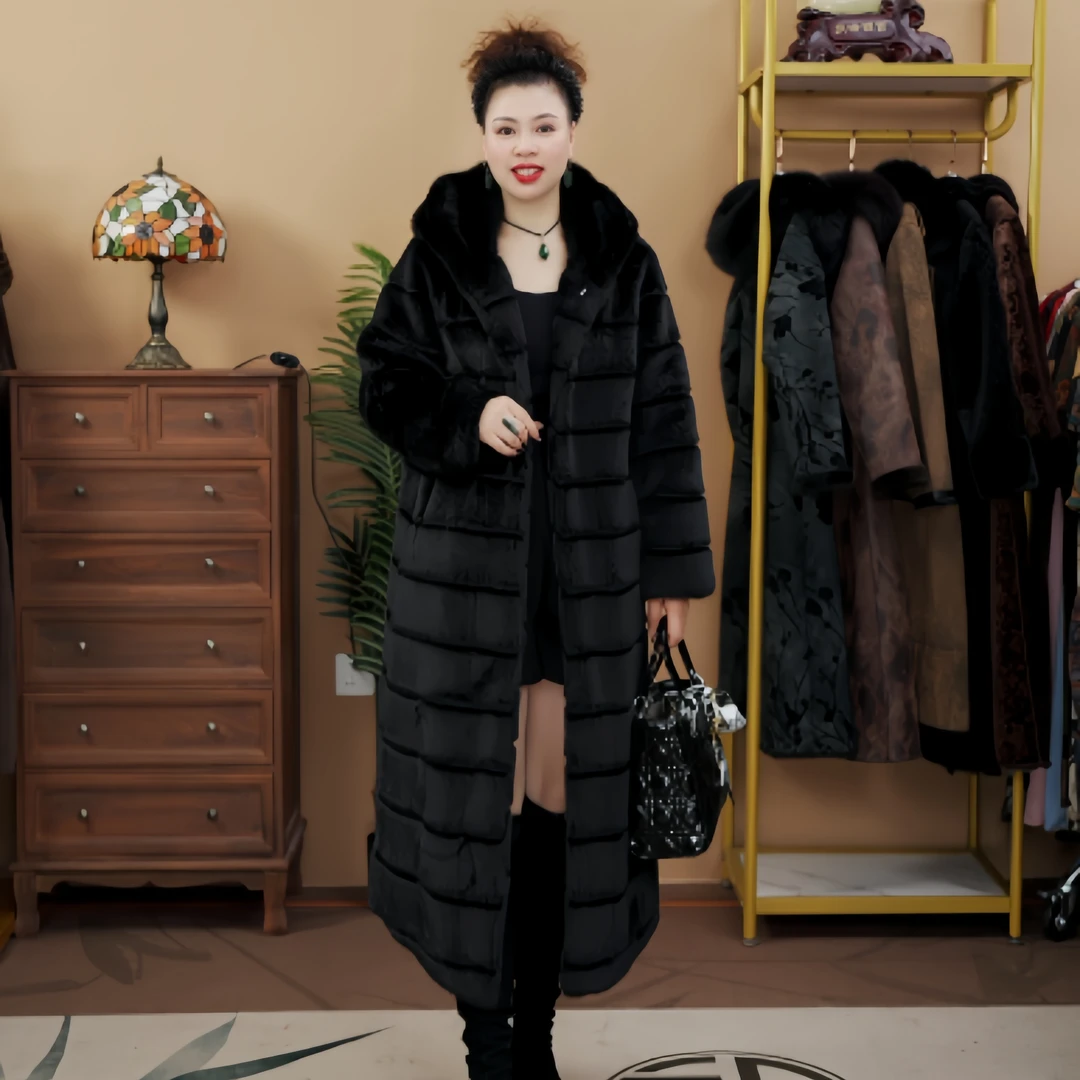 2【优质精选】9675冬季时尚中长款女士连帽保暖气质高端百搭外套