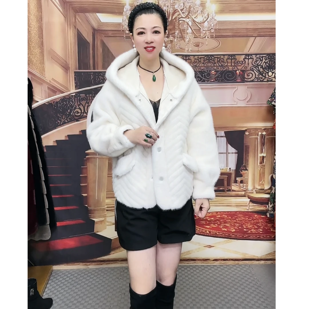 3301 女士连帽冬季休闲短款时尚百搭潮流宽松外套