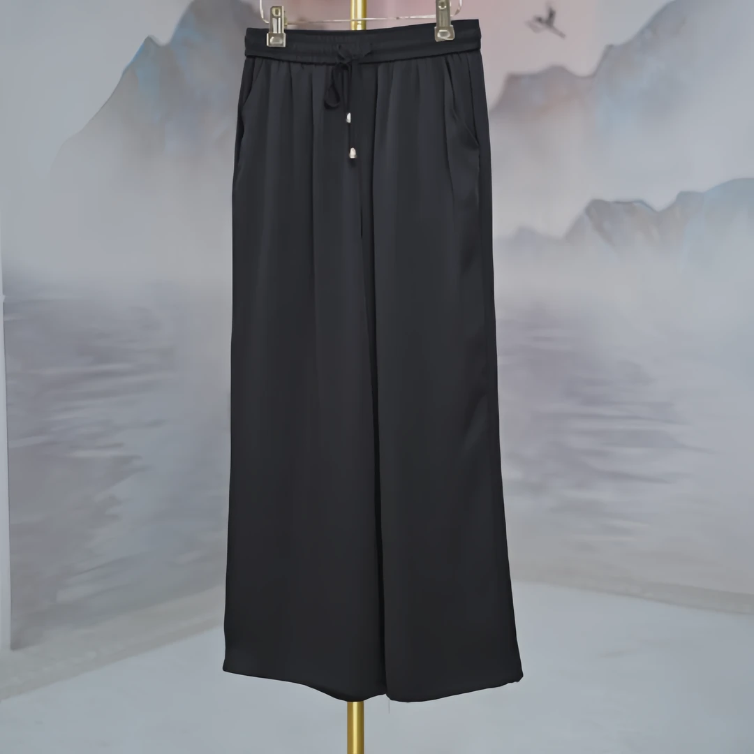 4072薄款高腰气质阔腿裤设计感收腰显瘦垂感减龄夏季裤子