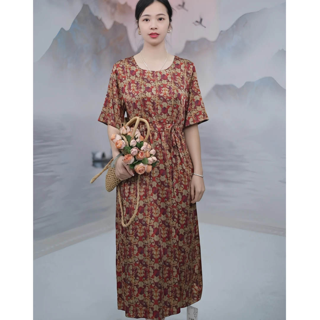 宝藏衣橱128复古印花休闲百搭显瘦气质高级感女装连衣裙夏季优雅