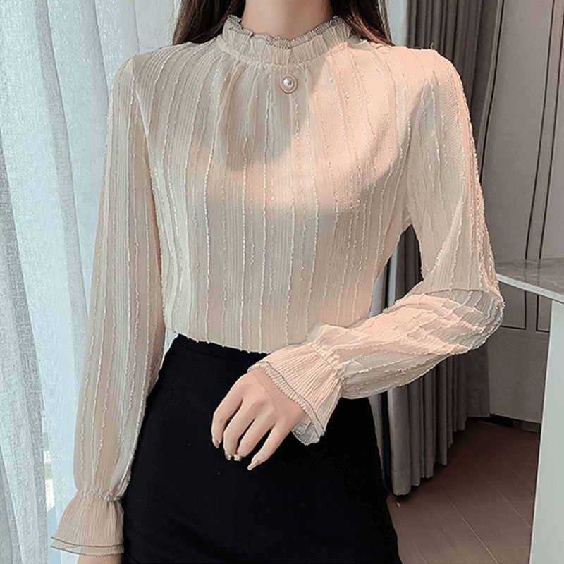 黑色蕾丝打底衫秋冬高级上档次加绒保暖雪纺衫女季新款气质名媛感