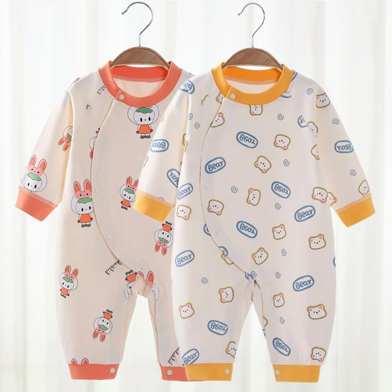 婴儿连体衣纯棉新生儿春秋哈衣男女宝宝长袖睡衣爬服无骨四季衣服