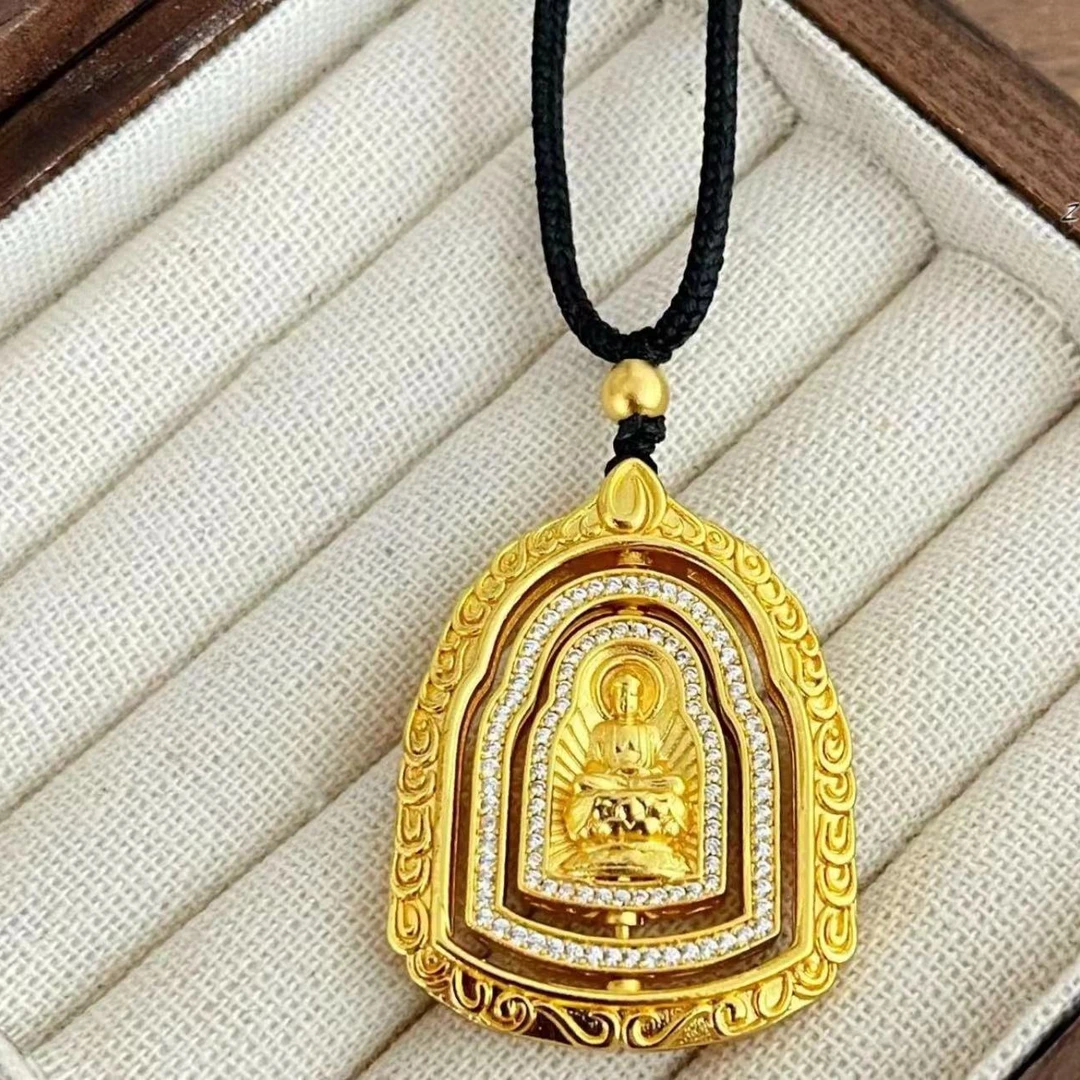 吊坠足银 吊坠足银  旋转佛牌吊坠（含黑绳）