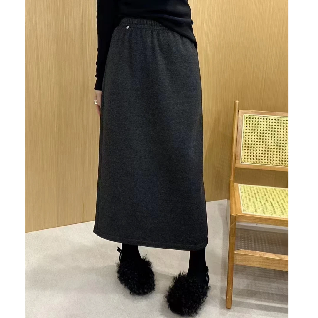 (小纪服饰专属·)--冬款加绒显瘦百搭开叉半裙