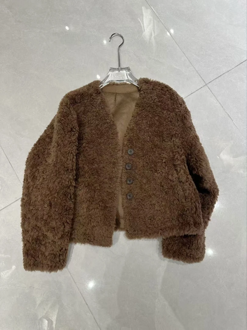 (小纪服饰专属)--早冬款短款羊毛颗粒绒外套