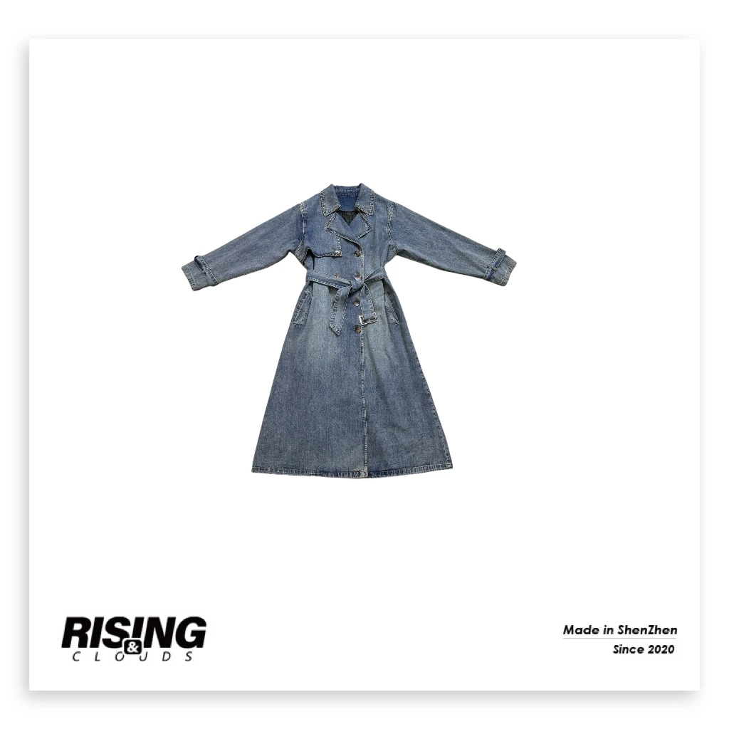RISING&CLOUDS【小云姐】深圳南油复古收腰阔版牛仔长外套070363