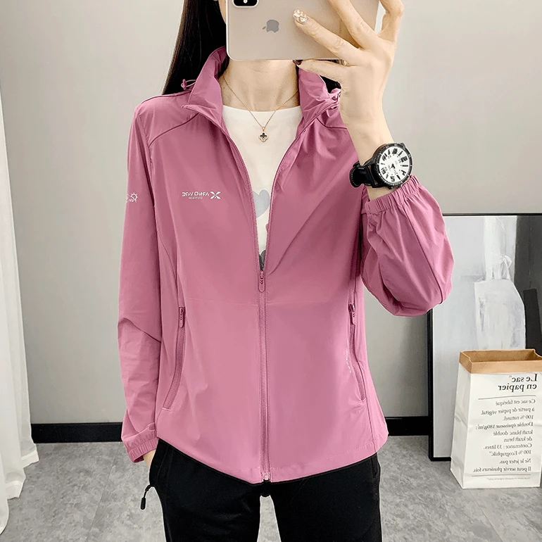 91773夏薄款防晒衣女冰丝速干透气防紫外线连帽防晒服皮肤衣弹力