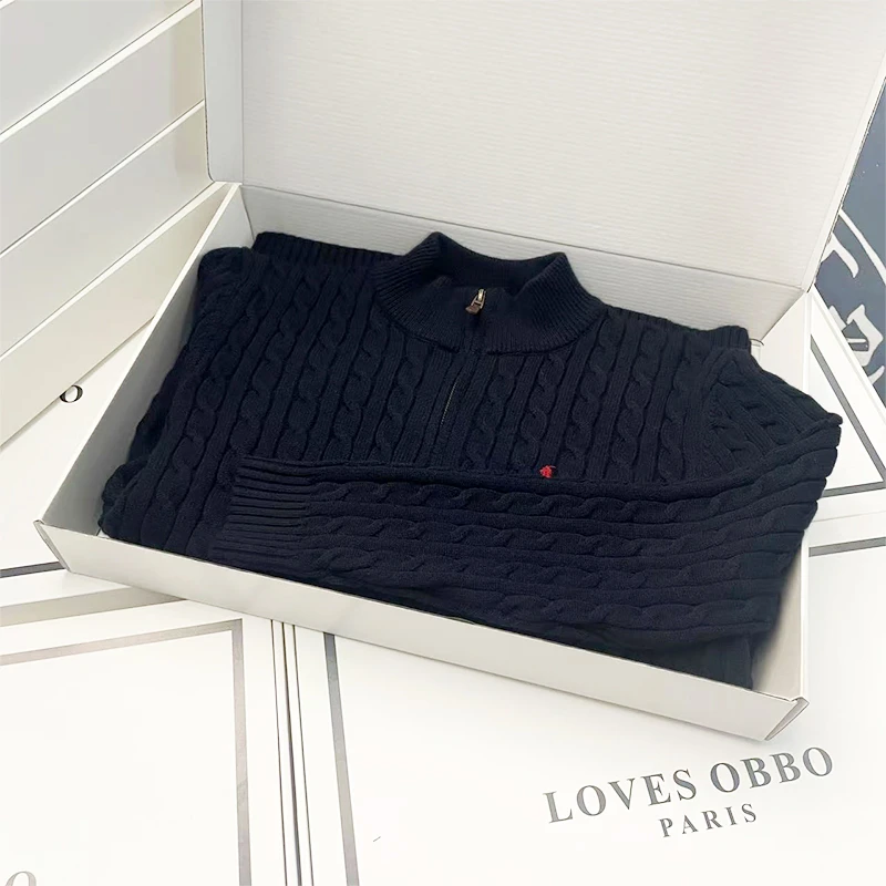 2025秋冬新款高端半拉链针织衫毛衣宽松轻奢半高领男女同款打底衫