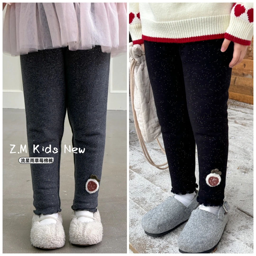 【流星雨草莓棉裤】冬加厚夹棉星空裤S-376035女童儿童保暖裤子
