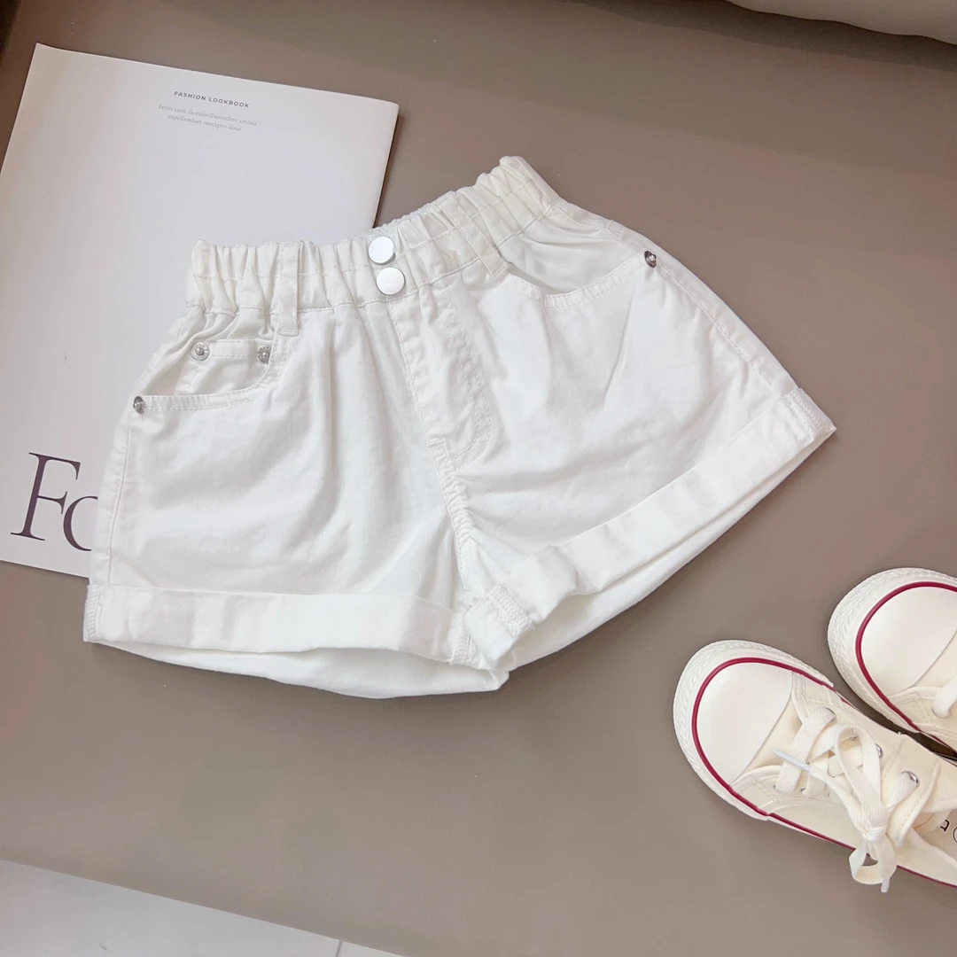 2024夏季儿童短裤男女童洋气纯色时尚薄款柔软简约裤子N-65029