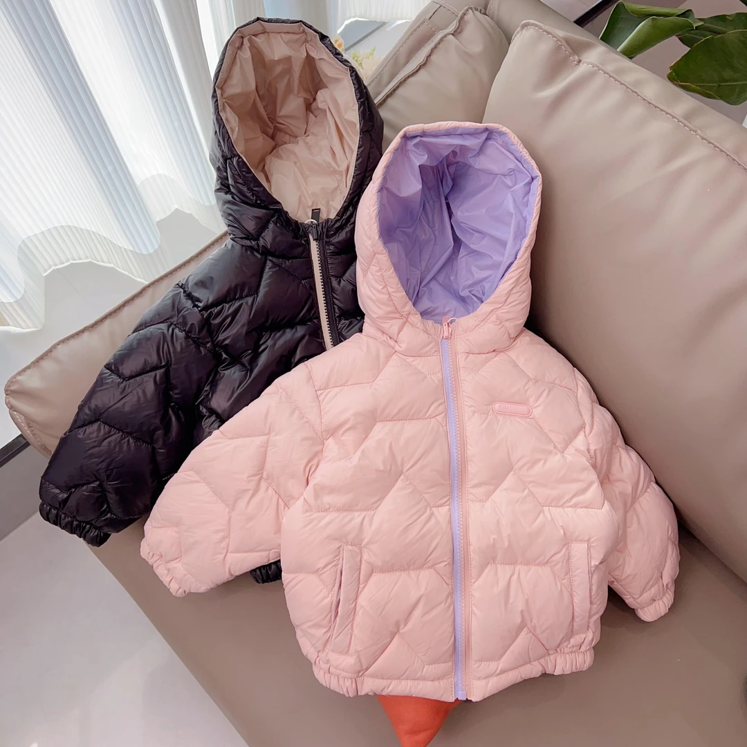 2023冬款儿童纯色连帽羽绒服N-88852男女童洋气简约休闲百搭外套