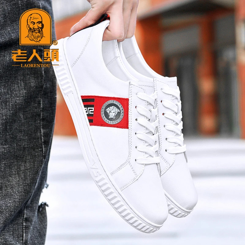 老人头男鞋四季款透气休闲板鞋青少年学生潮流小白鞋男透气休闲鞋