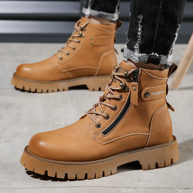 马丁靴男商务正装韩版潮流男鞋秋冬新款英伦风百搭大黄靴子工装鞋