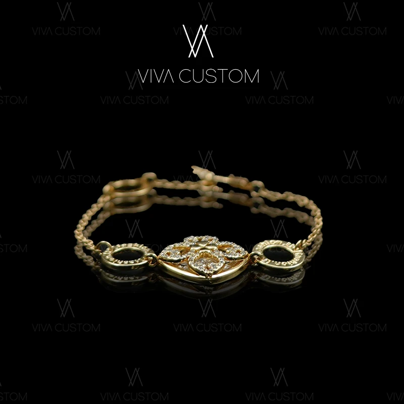 铜合金合成锆石手链 （精工系列）时尚气质小香风素款四叶草手链