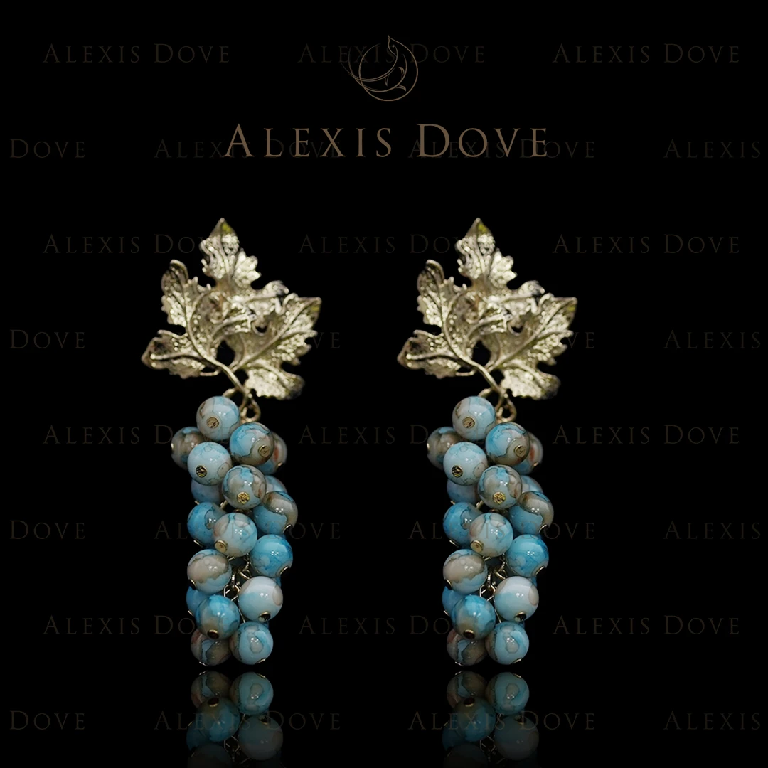 铜合金耳饰 中古气质优雅百搭青春葡萄耳钉。