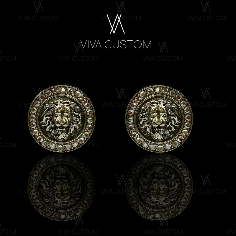 铜合金合成锆石耳饰 (璀璨星河系列)时尚重工经典璀璨狮子头耳拍