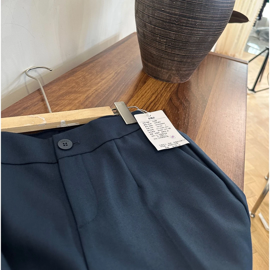 P006/艾*潘品牌女装深蓝九分裤0847