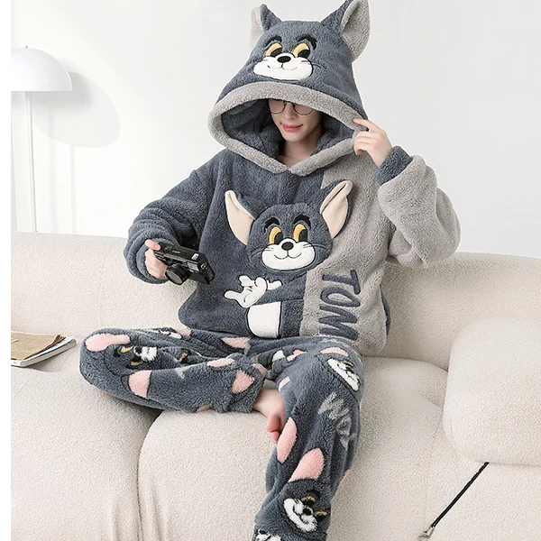 珊瑚绒睡衣男士秋冬季2024年新款青少年法兰绒加厚长袖家居服套装