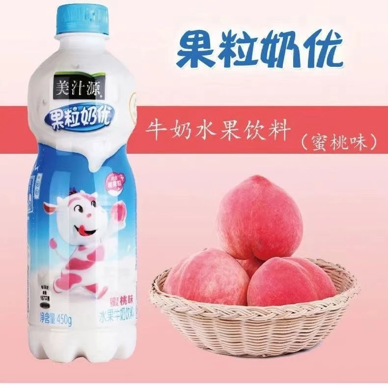 可口可乐美汁源果粒奶优原味蜜桃味营养健康水果牛奶饮品450g*2瓶
