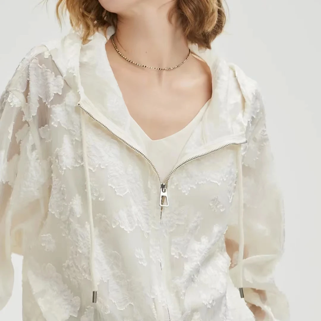 米家好品质 个性剪花 重工设计感立体提花连帽双向拉链宽松外套