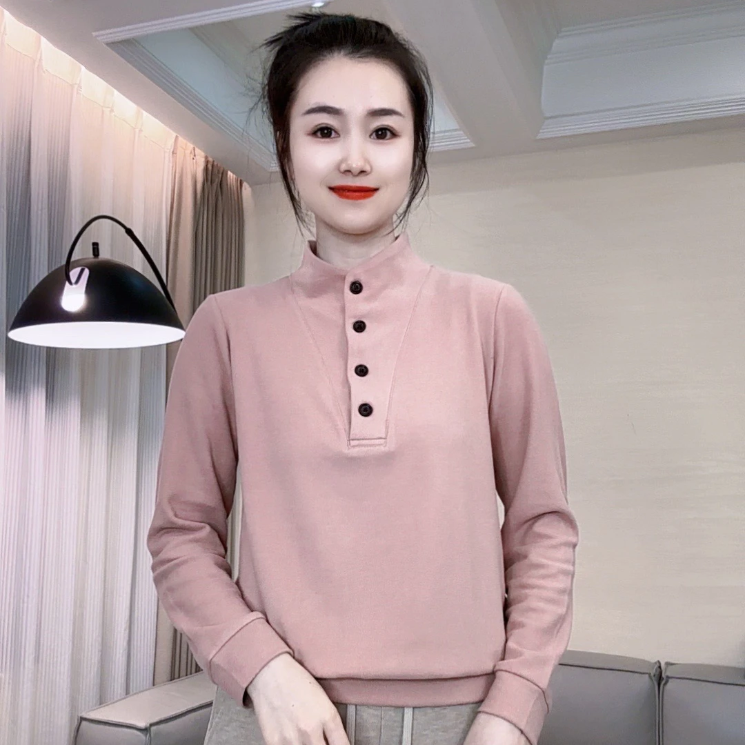 新款围巾领双面绒621款长袖衫