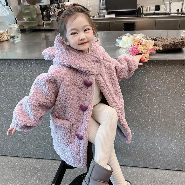 羊羔绒女童外套秋冬季2025新款小女孩大衣春秋款毛毛衣服儿童秋装