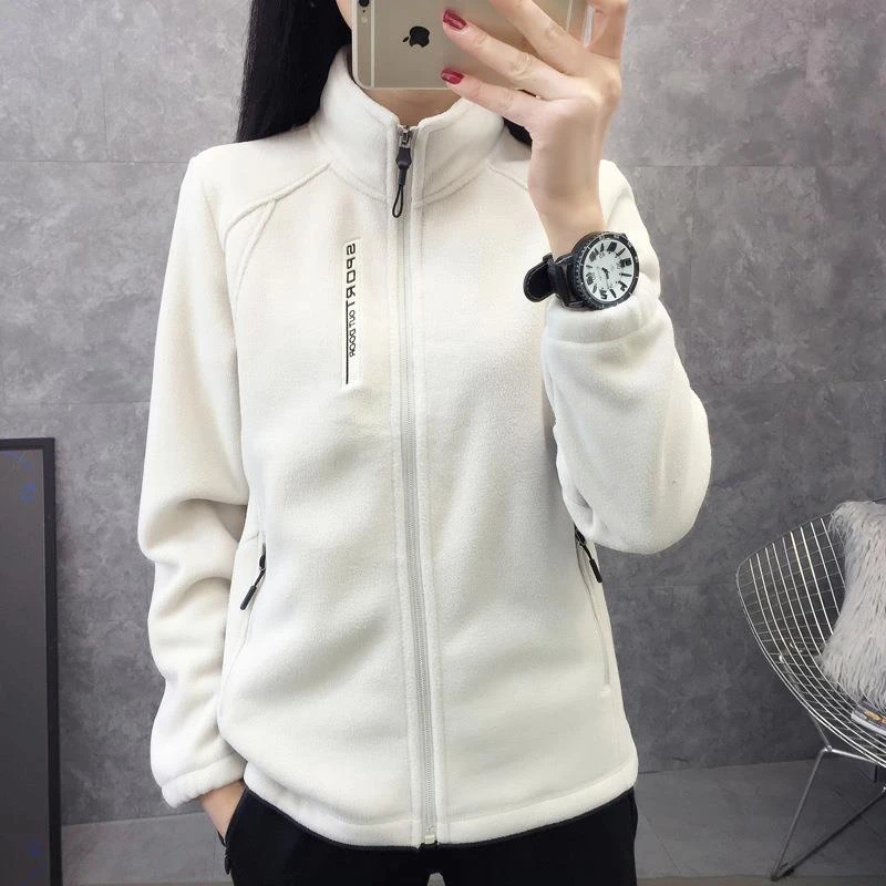 抓绒衣女摇粒绒外套加绒加厚跑步运动外套上衣中老年冲锋衣内胆
