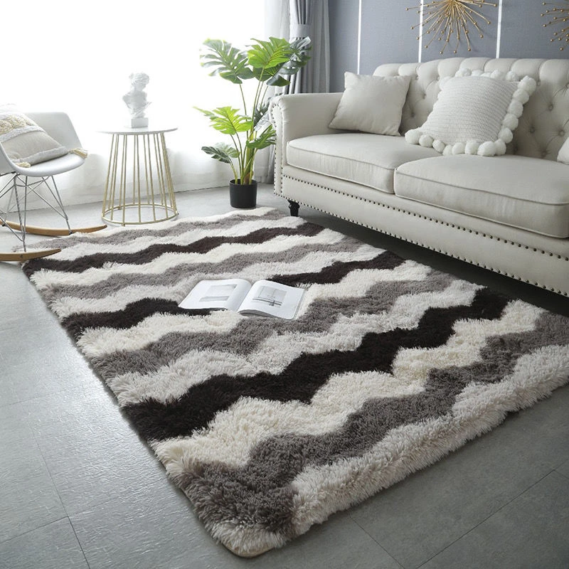 柔软长绒丝大面积毛地毯家用简约飘窗床边地垫出租房茶几毯可定制