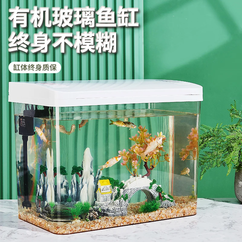 【小扬哥甄选】鱼缸客厅小型家用超白亚克力透明生态桌面免换水金