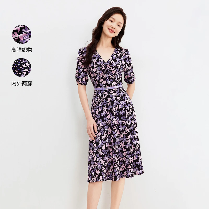 Koradior/珂莱蒂尔珂莱蒂尔气质复古法式收腰两面穿连衣裙KF10613