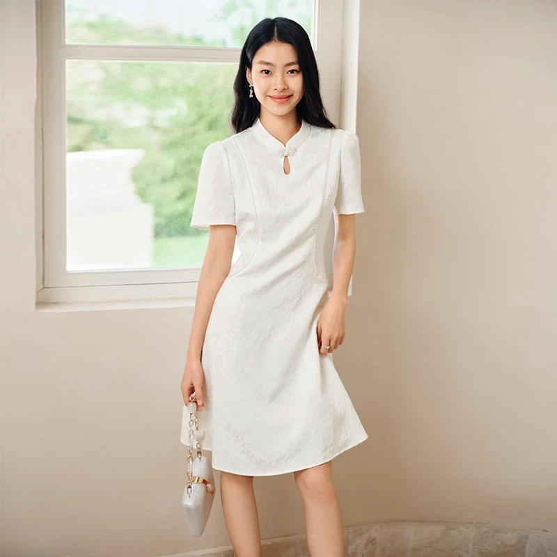 Koradior/珂莱蒂尔新中式民国风夏季日常气质女装连衣裙KU00086D1