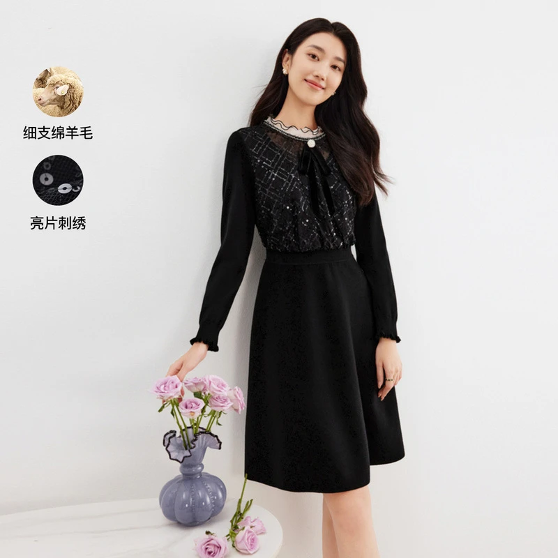 【C】针织打底蕾丝气质针织打底裙连衣裙KF10148W0