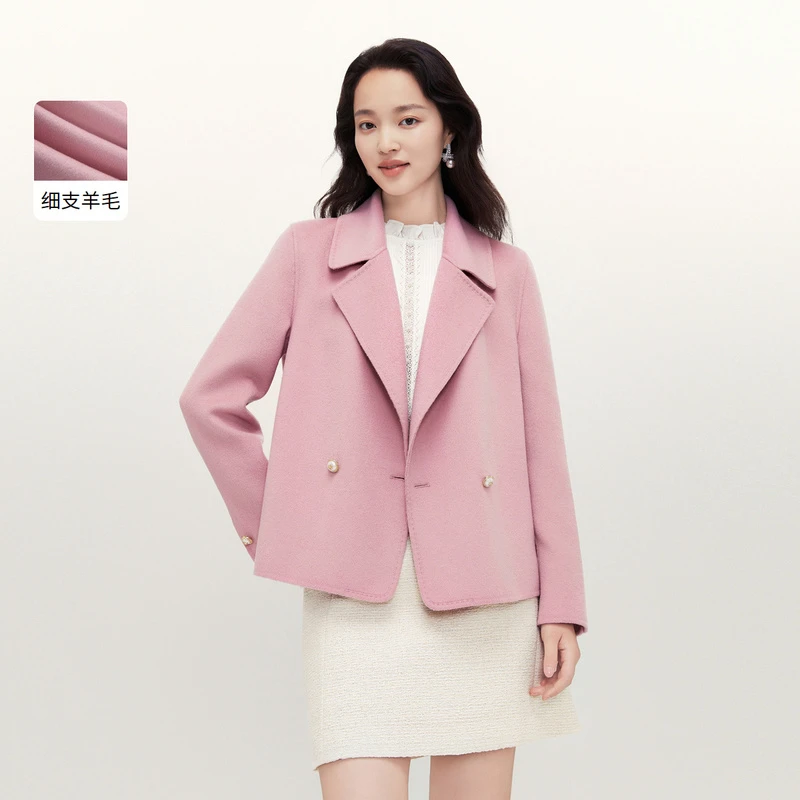 【C】Koradior/珂莱蒂尔短款气质双面毛呢大衣KK00787W0