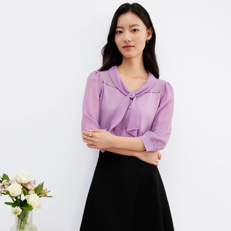 Koradior/珂莱蒂尔短袖针织衫春秋时尚百搭夏季气质通勤设计感