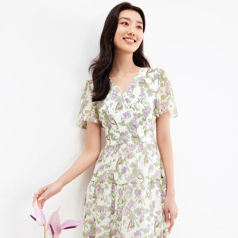 气质时尚夏季复古法式甜美修身收腰连衣裙KF10927E2风感波粒