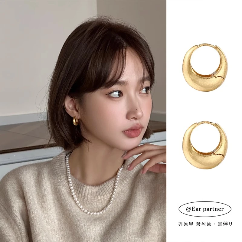 百搭水滴耳环高级感耳圈2025新款爆款金色圈圈轻奢小众耳扣耳饰女