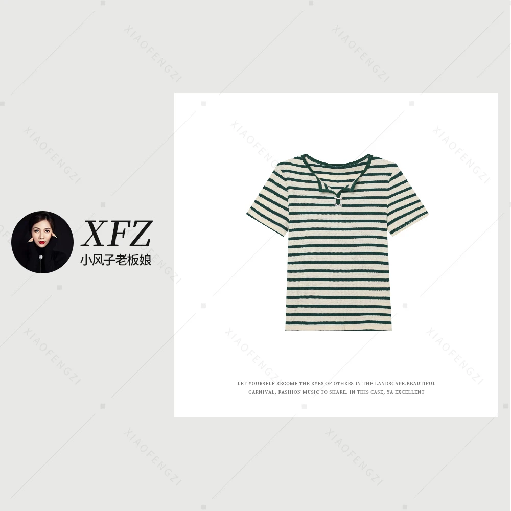 品牌单 夏季 精致装饰扣新款女式T恤3732010026