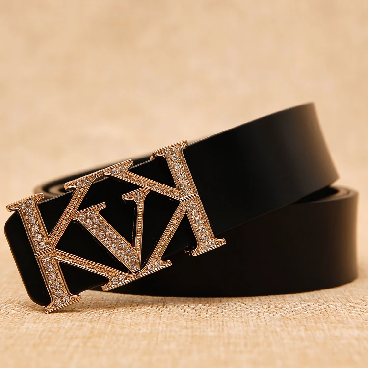 牛仔裤女士装饰宽真皮腰带红色时尚休闲纯牛皮皮带女款黑简约百搭