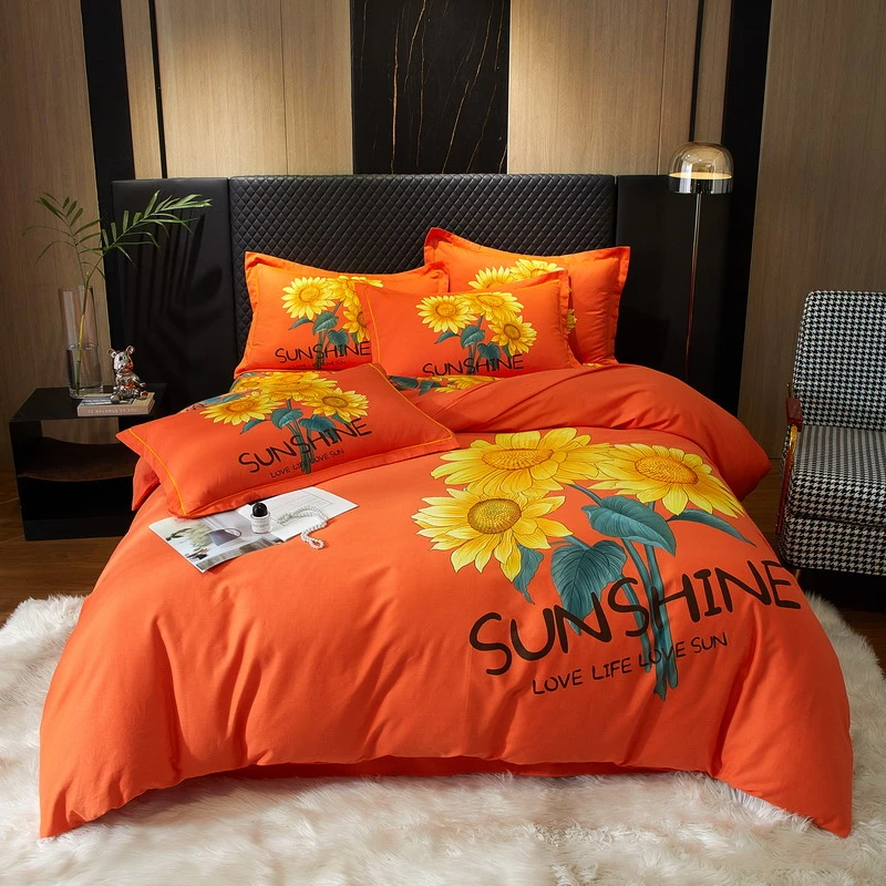 慕诗蕾新品全棉四件套纯棉斜纹印花加厚床单亲肤被套精梳棉被罩