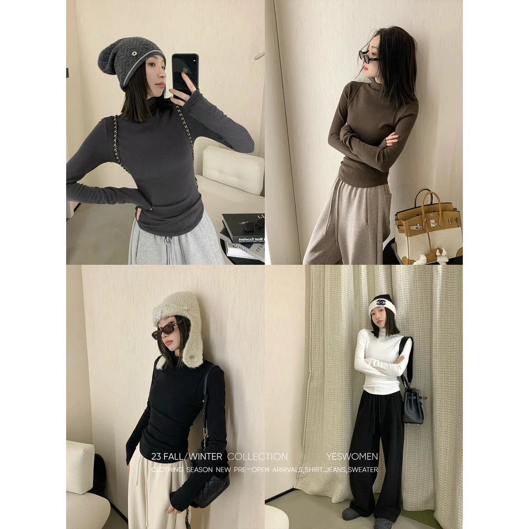 YESWOMEN嘉嘉德绒高领打底·发热保暖磨毛修身T恤XY22311B2966