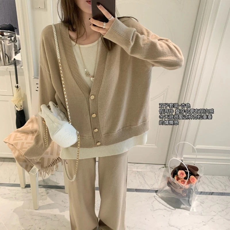 YESWOMEN【双子套装】 假两件純羊毛针织，慵懒舒适XY70211F936B