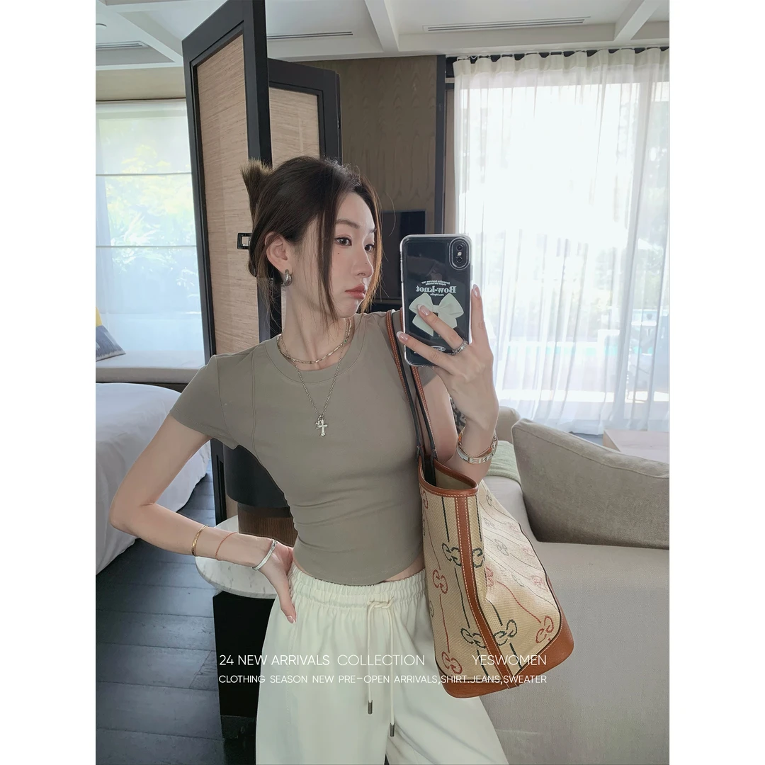 YESWOMEN蜜桃T·天然纤维显瘦立体脊骨 短款XY2243B3081