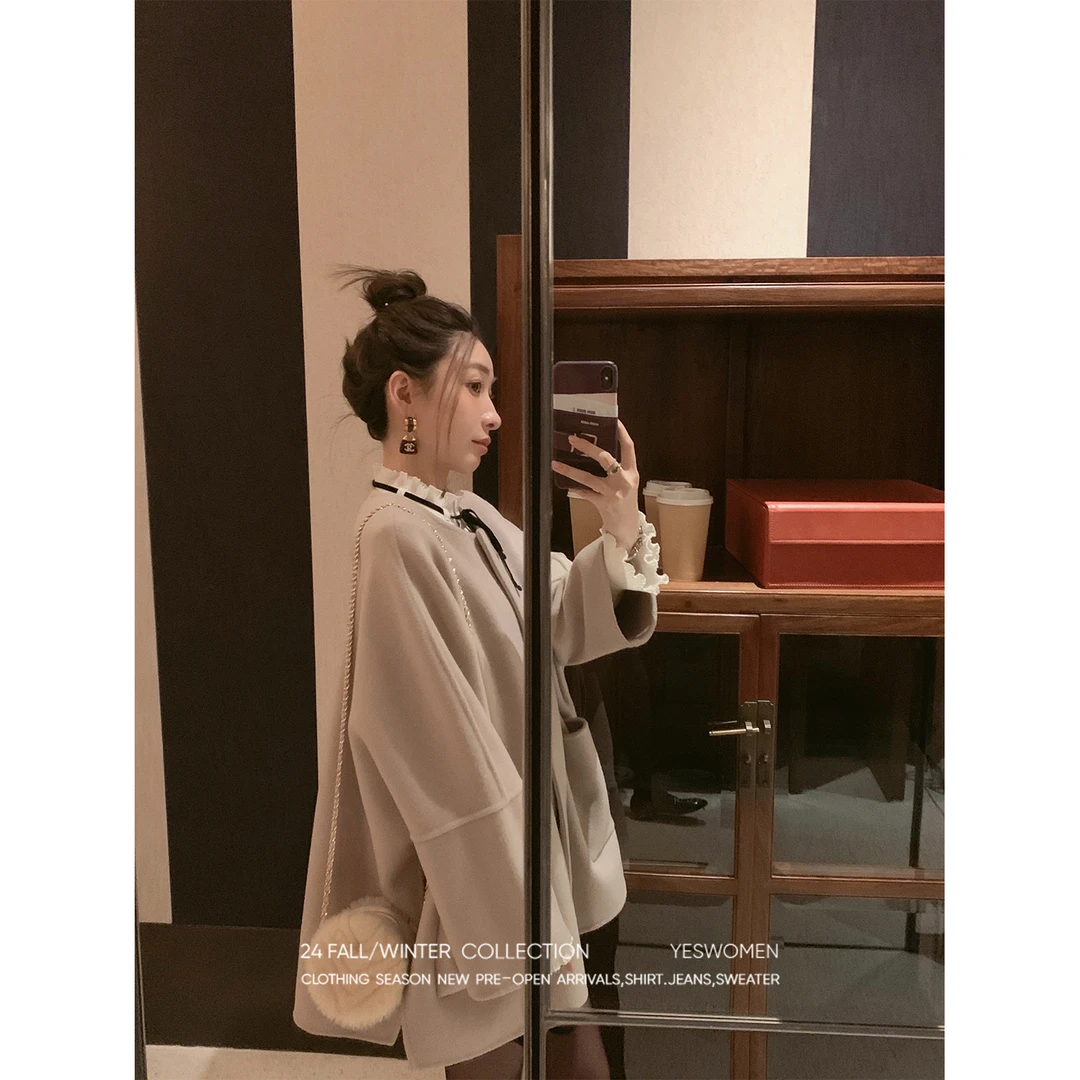 YESWOMEN千金玛德琳·复古优雅甜斗篷大衣XYF51311A3612